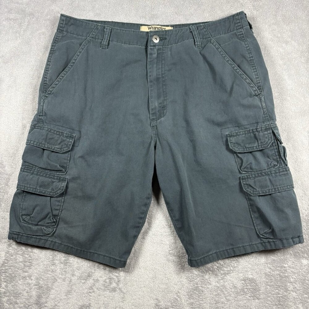 Wrangler Authentics Cargo Shorts Mens 34 Waist Green Fit Utility Outdoor Rugged